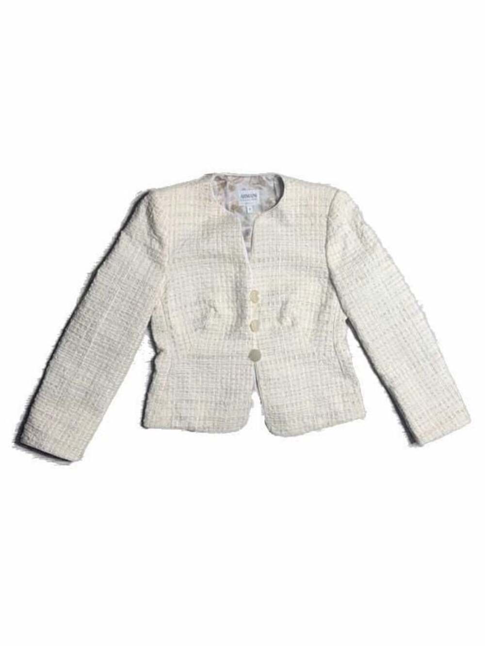Armani Collezioni Cream Tweed Blazer Jacket Size 4